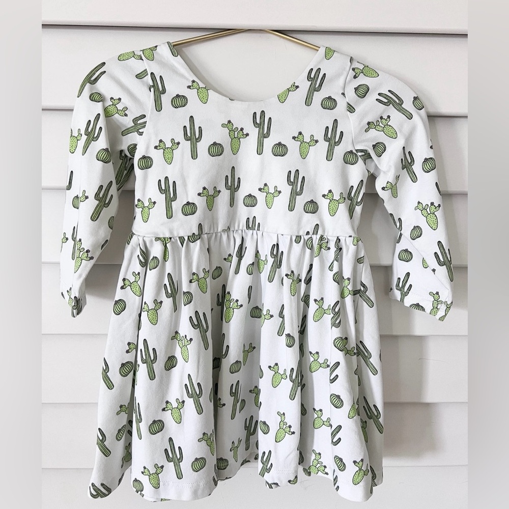 Cactus Print Long Sleeve Dress